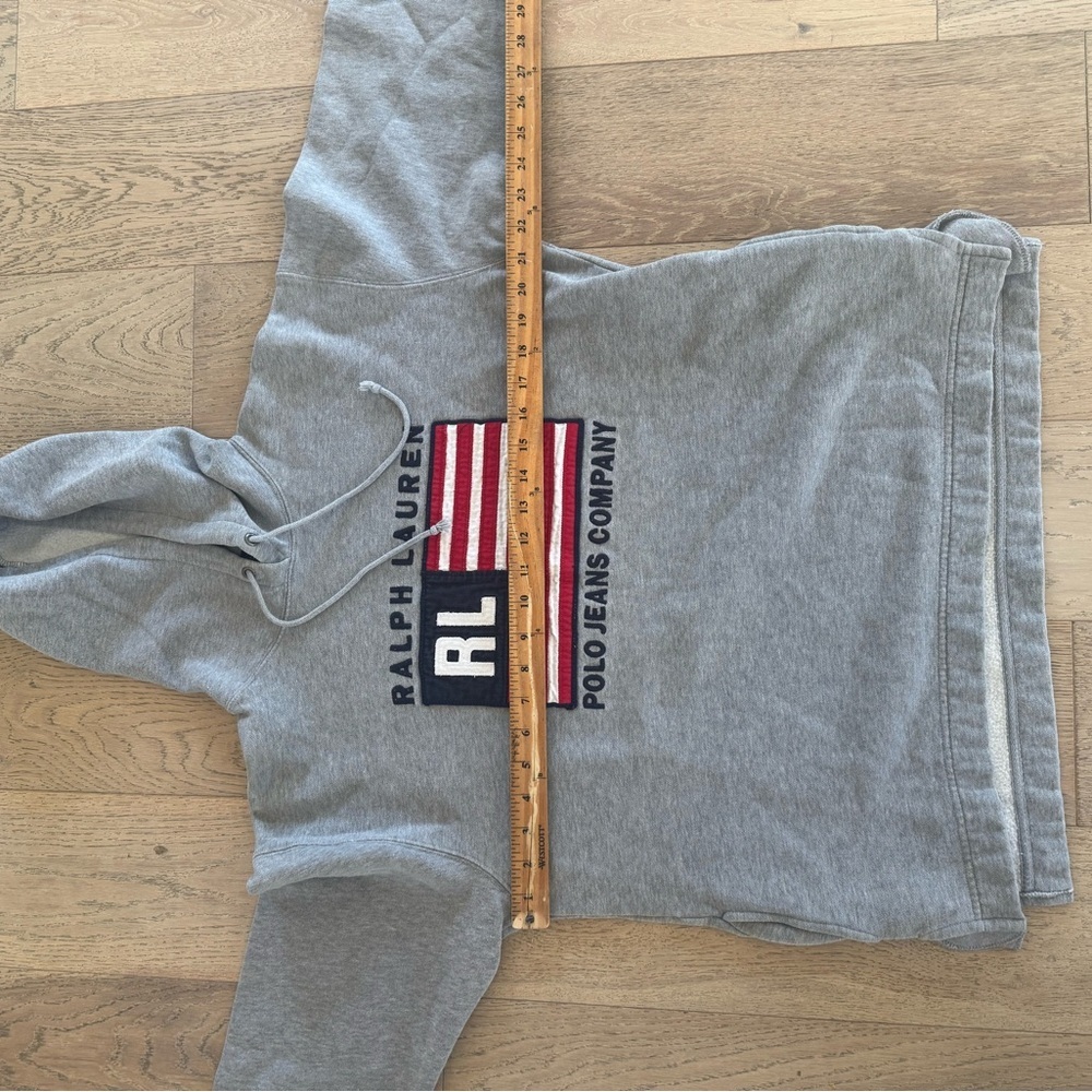 Ralph Lauren Gray Hoodie with Flag Design - Picture 3 of 6